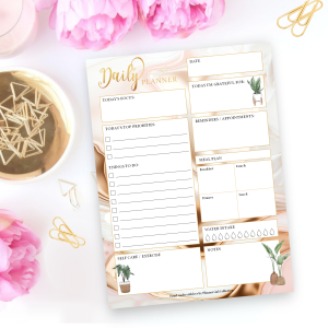 Daily Planner Pad - Rose Gold & Plants