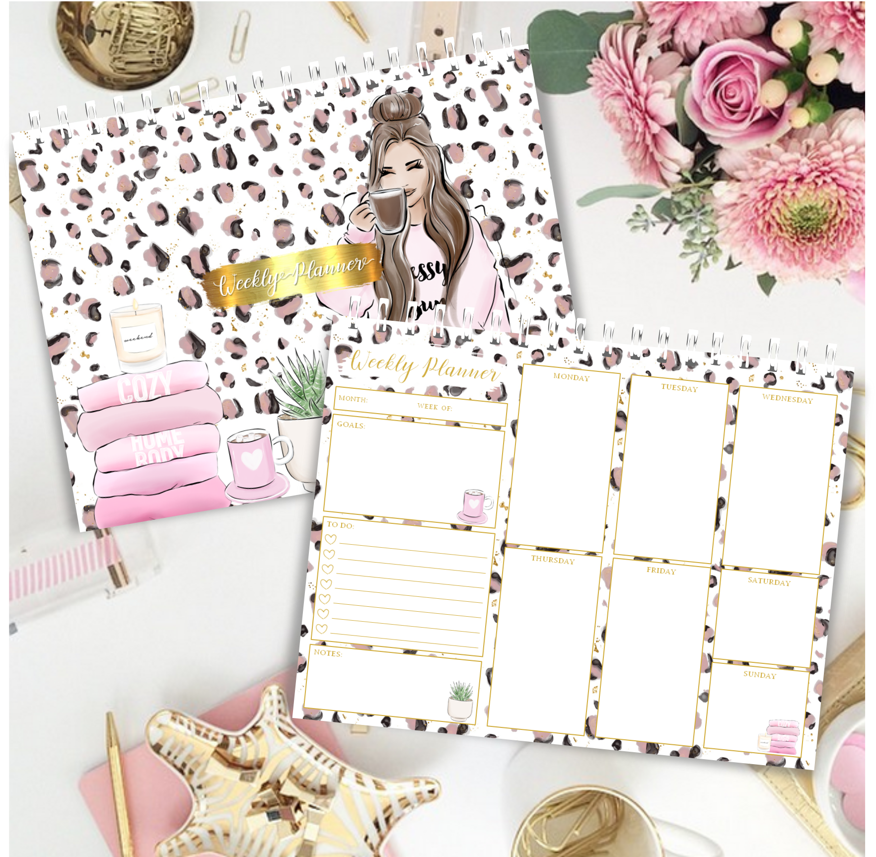 Weekly Planner - Messy Bun & Coffee